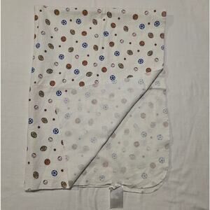Vintage Carter's Sports Balls Cotton Receiving Blanket White